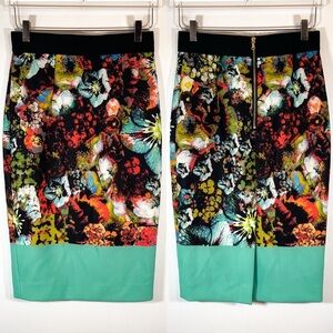 MILLY multi color floral Pencil midi skirt Size M